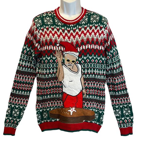 Blizzard Bay Santa Claus Salt Bae Chef Meme Ugly Christmas Sweater Size Small - Picture 1 of 5